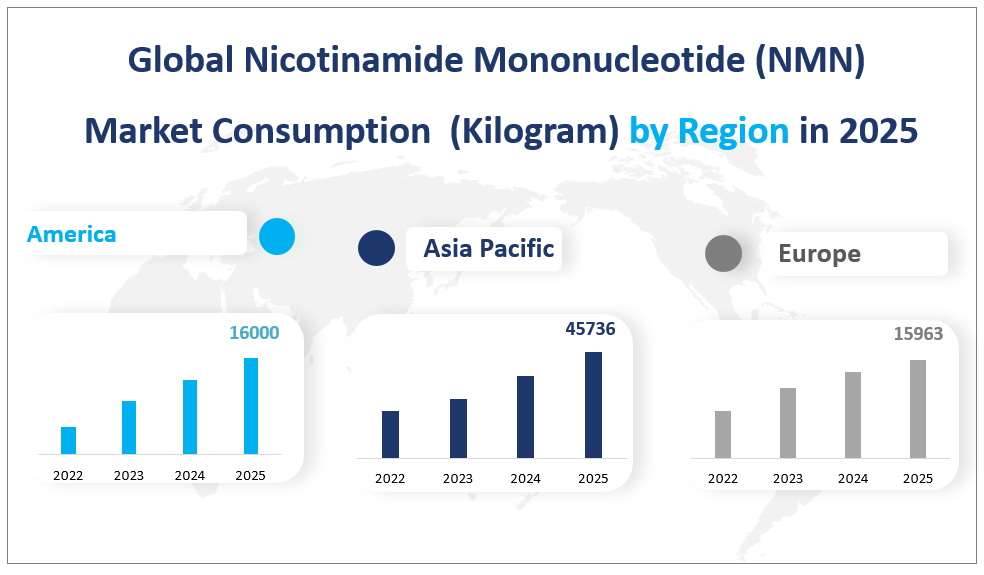 Global Nicotinamide Mononucleotide (NMN)
 Market Consumption  (Kilogram) by Region in 2025
