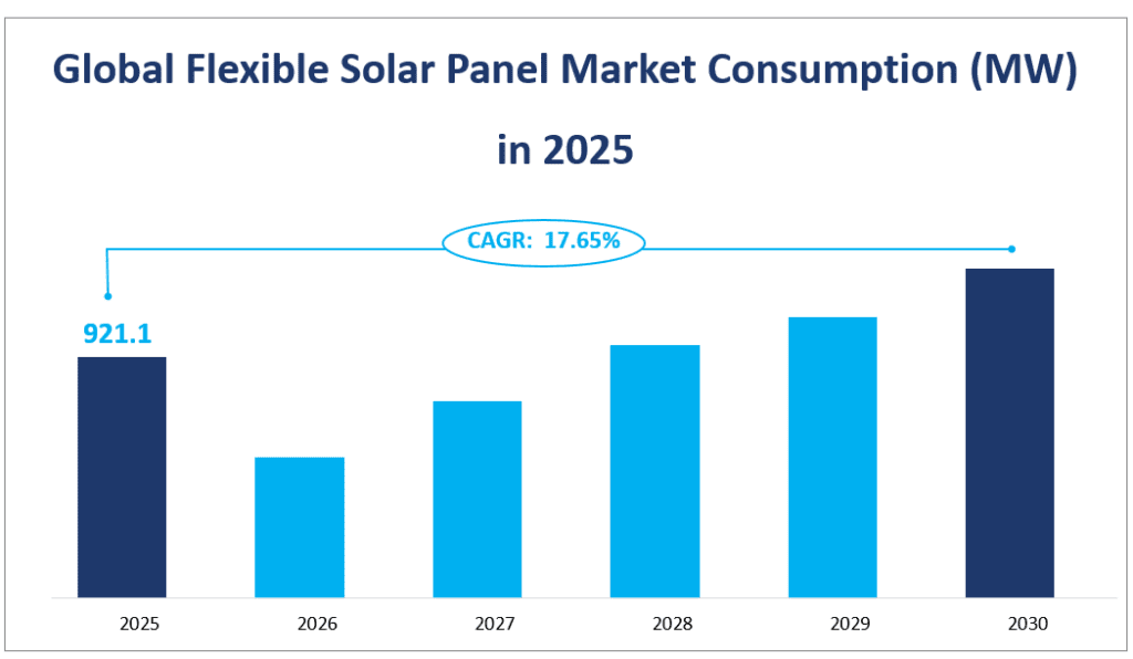 2025 年の世界フレキシブル太陽光パネル市場消費量 (MW)