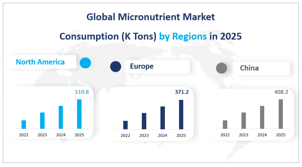 Global Micronutrient Market Consumption (K Tons) by Regions in 2025